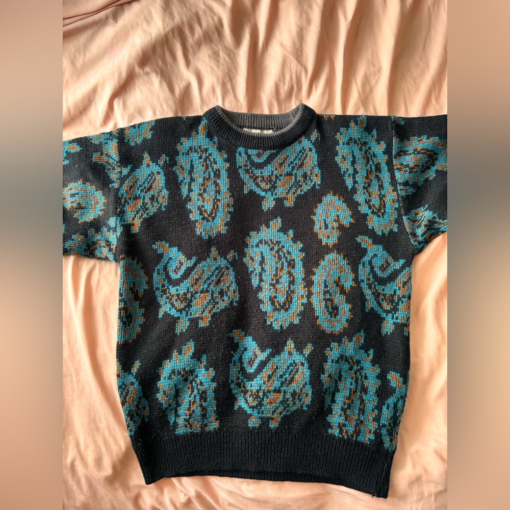 Saturdays, black blue and orange sweater - Picture 2 of 4